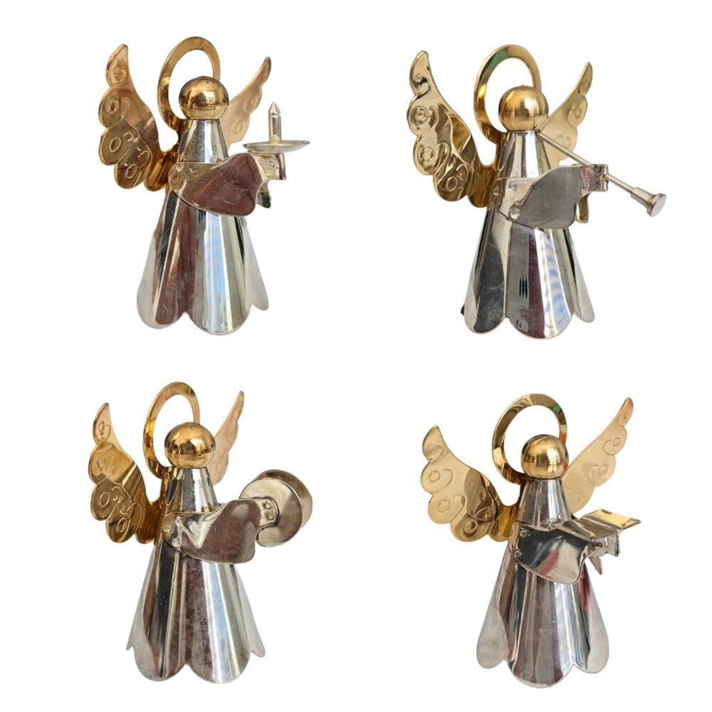 ❄ Vintage Silver and Gold Angel Christmas Decor / Napkin Holders - Set of 4